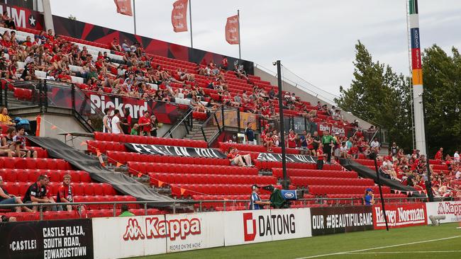 Adelaide United v Perth Glory at Coopers Stadium where the Reds crowds have been dipping to record lows this season. Picture: Sarah Reed.