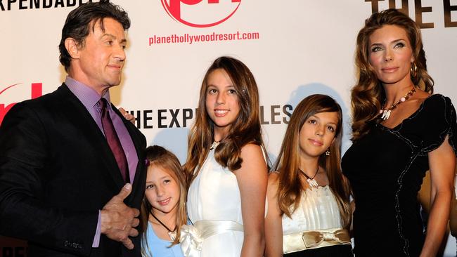 Seven years ago: Sylvester Stallone, his daughters Scarlet Rose, Sophia Rose and Sistine Rose, and his wife Jennifer Flavin in 2010 at a screening of The Expendables Picture: Ethan Miller/Getty Images/AFP