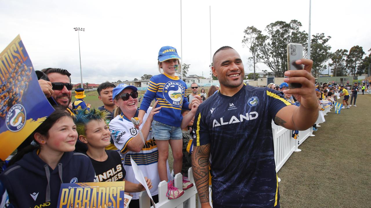 Junior Paulo was a big hit at Parramatta’s fan day. Picture: Richard Dobson