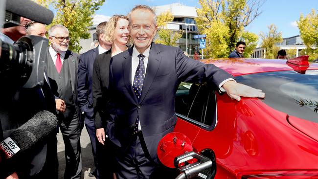 Bill Shorten launches Labor's Climate Change Action Plan at ACTEWAGL Electric Car Charging Station in Canberra. Picture: Kym Smith