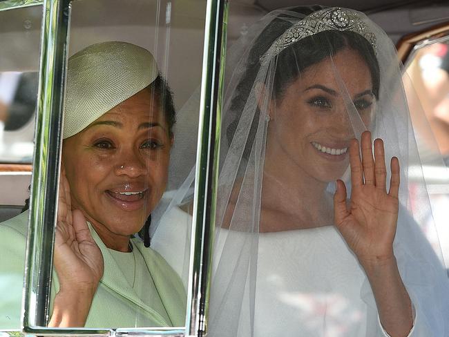 Meghan and her mum. Picture: AFP