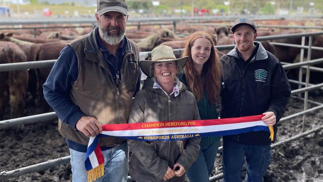 Sonya Lawlor and family at this year’s mountain calf sales.