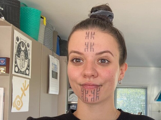 Moale James was denied entry to a nightclub due to her face tattoos. Picture: Facebook