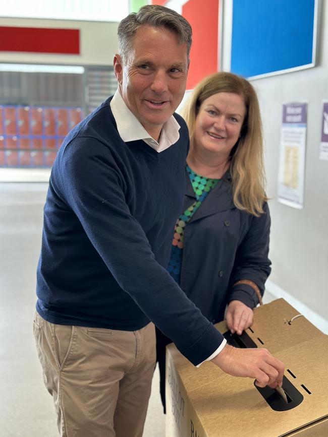 Deputy PM Richard Marles casts his vote on Saturday.