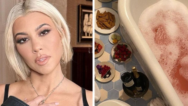 Kourtney Kardashian called ‘disgusting’ for bringing food into bathroom. Picture: Instagram/Kourtney Kardashian