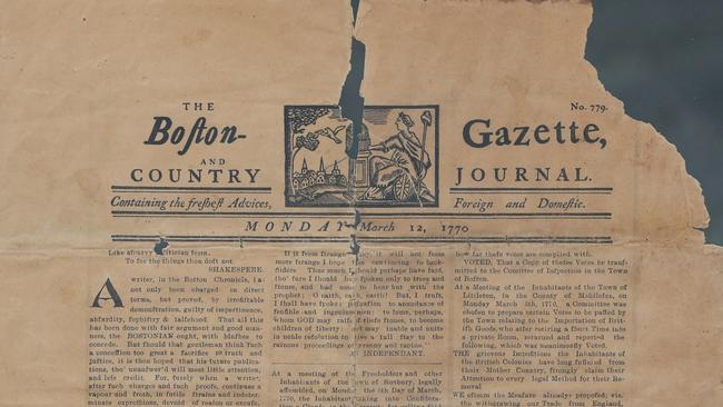 The 250 year old Boston Gazette. Photograph : Jason O'Brien