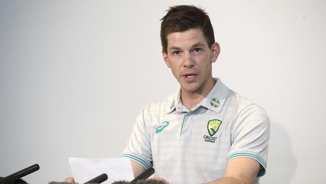 Tim Paine stepped down as Australian men's Test captain in Hobart. Picture: Chris Kidd