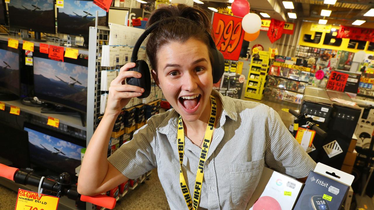 JB Hi-Fi has seen huge sales with popular items including Nest Mini, Sony Noise cancelling Bluetooth headphones, Fitbit and Segway Scooters. Picture: Liam Kidston.