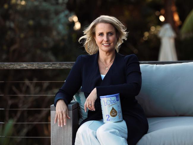 Co-founder and chief executive of organic baby formula and foods maker Bubs Australia Kristy Carr has sealed a deal to send more than a million tins to the United States, after one of its biggest formula factories had to shut down in February. Reports of rare Cronobacter sakazakii bacterial infections in four infants, worsened a shortage that began with pandemic supply-chain issues due to contamination issues. Jane Dempster/The Australian.