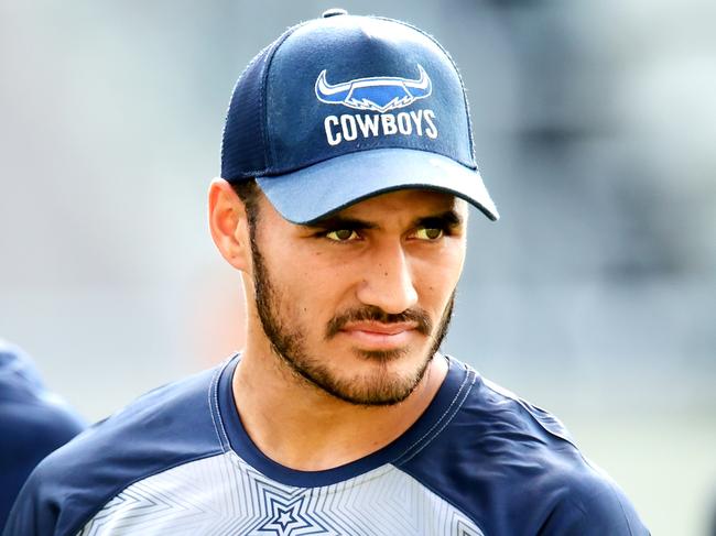 NRL; North Queensland Cowboys training at Queensland Country Bank Stadium. Valentine Holmes . Picture: Alix Sweeney