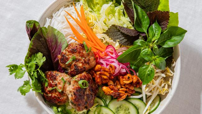 Vietnamese pork patties and salad. Recipe by Lizzie Hewson. Photo: Nikki To / TWAM