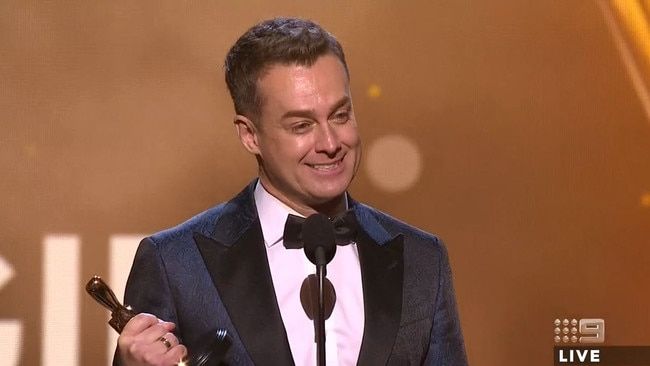 Grant Denyer wins the Gold Logie. Picture: Channel 9