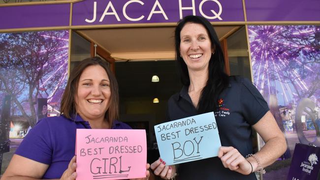 Lyndal and Bonnie from Midcoast Family Day Care presented the 2020 Jacaranda Best Dressed Competition for children under 12. Photo: Bill North / The Daily Examiner