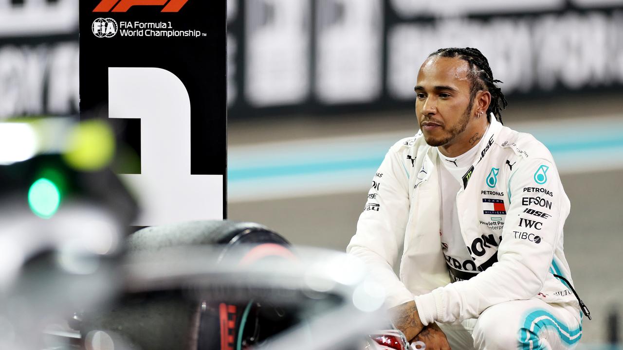 Lewis Hamilton, pictured at the 2019 Abu Dhabi season finale where he took pole and victory.