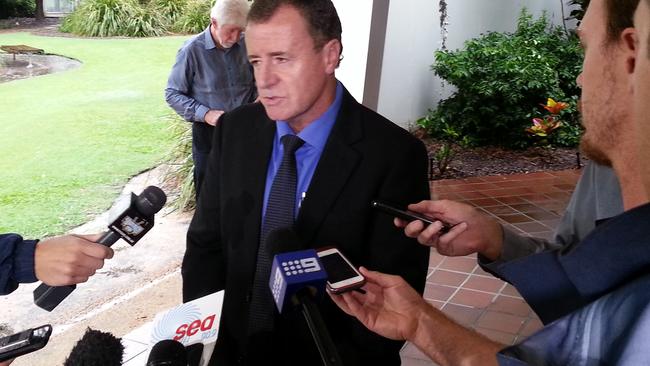 Gold Coast Titans chief executive Graham Annesley faces the media during the cocaine scandal.