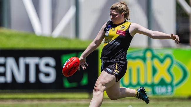 Lucy Northcott as the Nightcliff Tigers took on the Palmerston Magpies in the 2024-25 NTFL women's semi-final. Picture: Pema Tamang Pakhrin