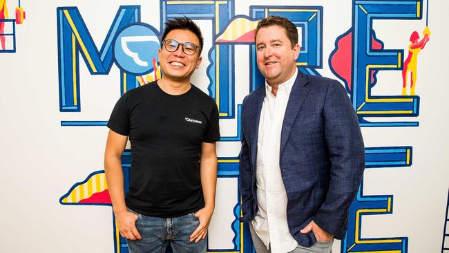 Airtasker CEO Tim Fung and chair James Spenceley. Picture Ryan Osland