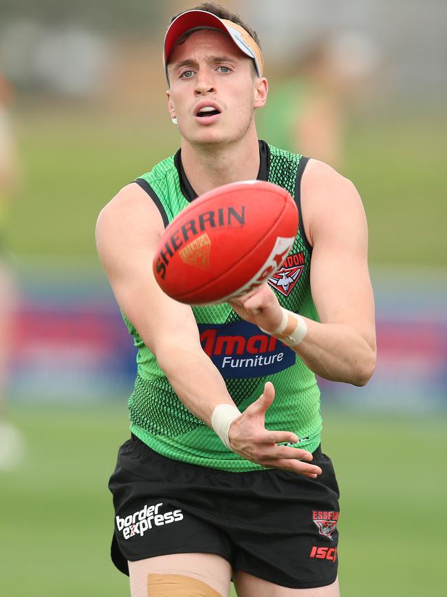 Orazio Fantasia fires off a handball. Picture: Michael Klein