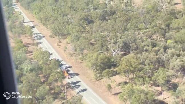 RACQ CapRescue aerial footage of Woolein crash