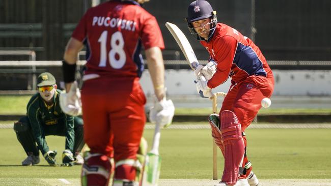 Premier: Melbourne batsman Blake Thomson. Picture: Valeriu Campan