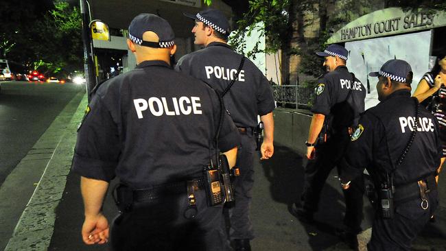 A photo of police on patrol in the streets of Sydney.