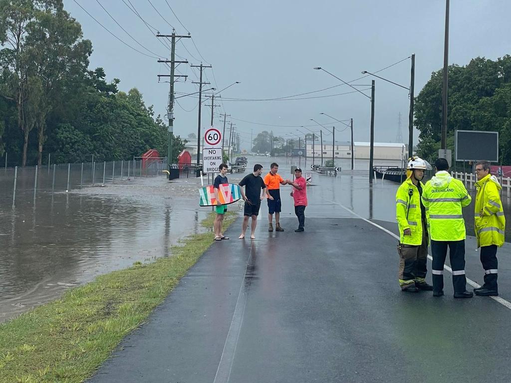 Emergency services have rescued a male driver after he became trapped in rising floodwaters in Glenella, Mackay. Picture: Zoe Devenport