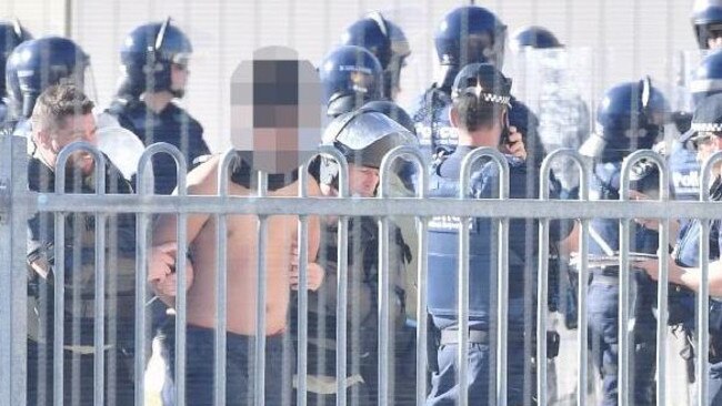 Inmates arrested following a riot at the Malmsbury Youth Justice Centre. Picture: Jake Nowakowski