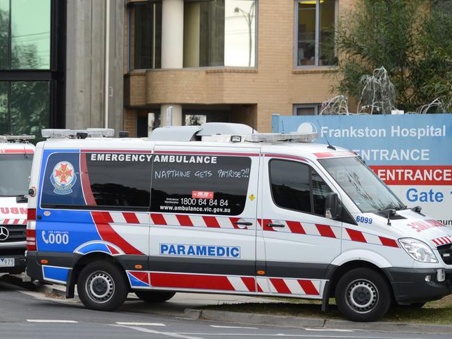 Ambulances qued up at Frankston Hospital