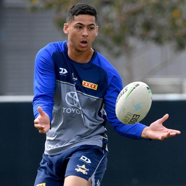 North Queensland Cowboys training at Hutchinson Builders Centre. Heilum Luki. Picture: Evan Morgan