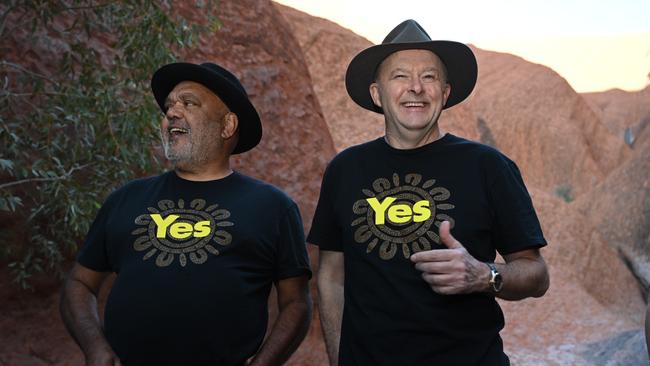 Noel Pearson and Anthony Albanese. Picture: NCA NewsWire / Martin Ollman