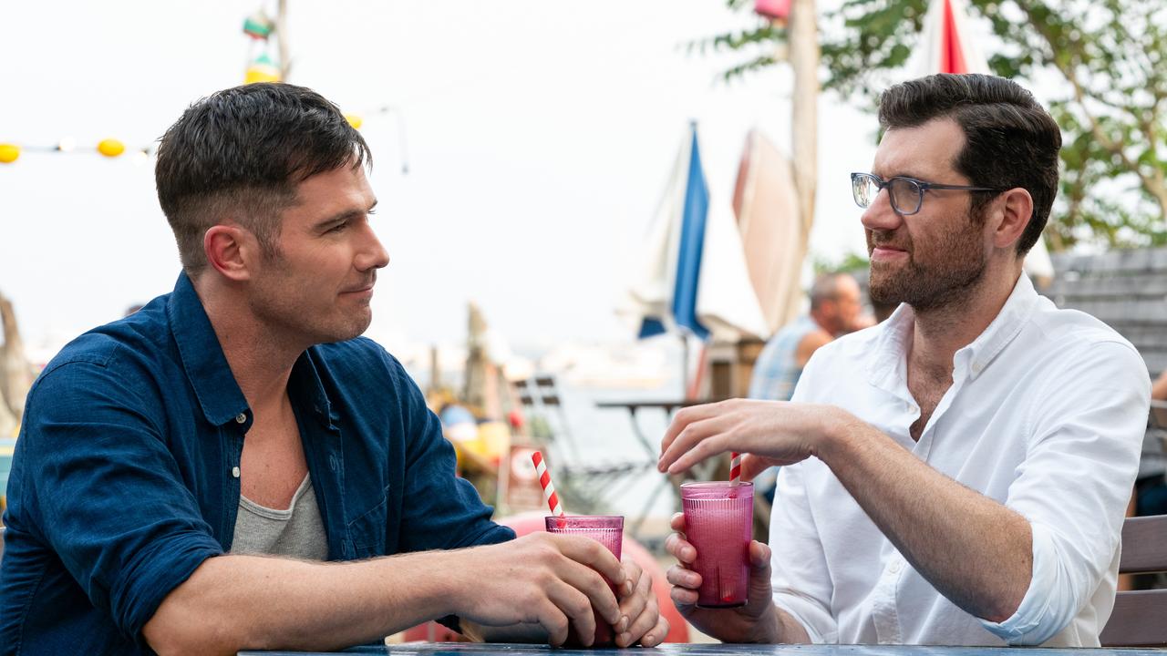 Bros stars Luke Macfarlane and Billy Eichner. Picture: Universal Studios