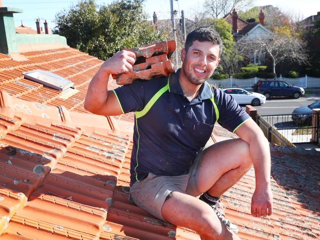 Roof tiler Ben Arias has been on good money in his trade and has helped him in the property market buying a house. Wednesday, June 19. 24. Picture: David Crosling