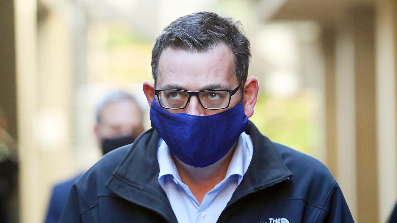 Victorian Premier Daniel Andrews revealed the state’s new mask rules on Sunday. Picture: AAP Image/David Crosling