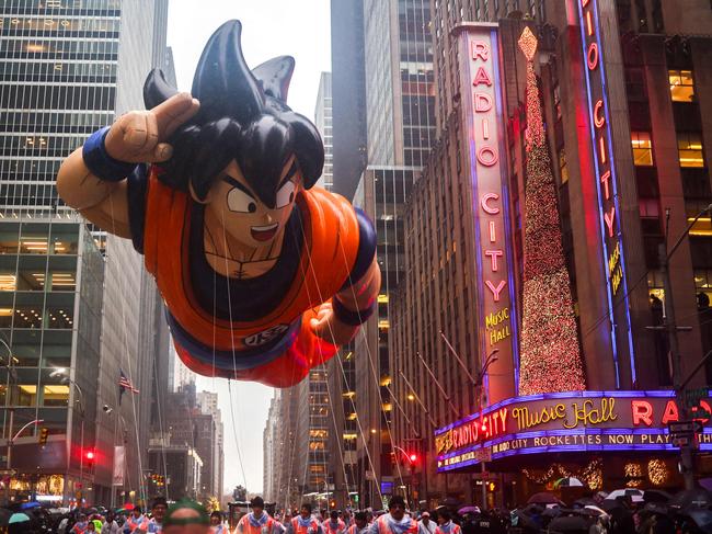 The Goku, from Dragon Ball, balloon floats during the annual Macy's Thanksgiving Day Parade in New York City. Picture: AFP