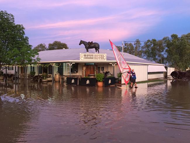 Tom Duddy outside the Prairie Hotel Motel on Australia Day 2020.