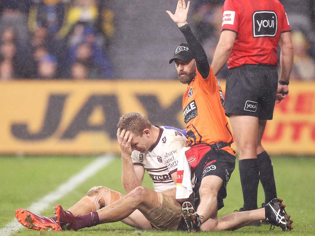 A shoulder injury suffered in round 11 was the end of Tom Trbojevic’s 2022 season. Picture: Mark Kolbe/Getty Images
