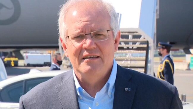 Scott Morrison at Sydney airport on Monday. Picture: Seven News