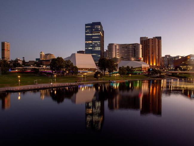 Adelaide Night Skyline from Adelaide Oval. 2nd February 2024 - Picture: Brett Hartwig