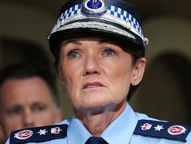 SYDNEY, AUSTRALIA: Newswire Photos : APRIL 16 2024: NSW Police Commissioner Karen Webb, Chris Minns, Premier of New South Wales, Ambulance Commissioner Dr Dominic Morgan and Deputy Police Commissioner Peter Thurtell hold a press conference to discuss the Stabbing incident that occurred at Wakeley Good Shepherd last night. Picture: NCA Newswire / Gaye Gerard