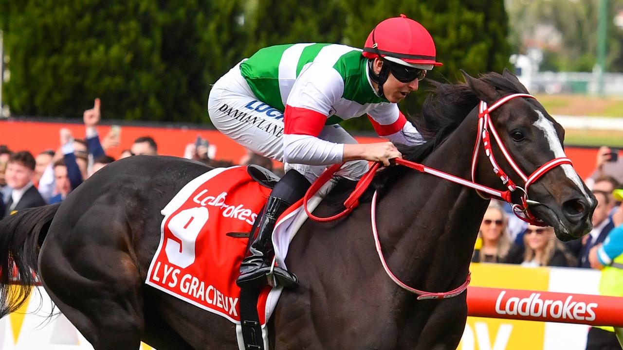 Damian Lane will reunite with his Cox Plate winner Lys Gracieux in the Arima Kinen in Japan. Picture: AAP