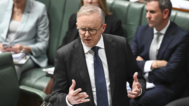 Anthony Albanese during question time on Monday. Picture: NewsWire / Martin Ollman