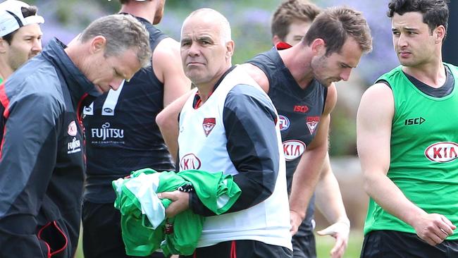 New Bombers assistant coach Greg Williams at training. Picture: Hamish Blair