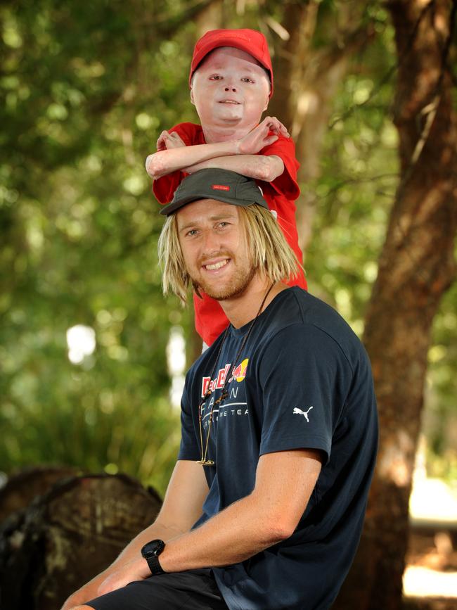 Harrison Pennicott and Dyson Heppell have formed a close bond. Picture: Andrew Henshaw