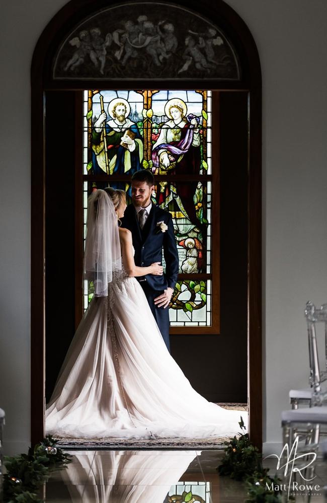 The stained glass window centrepiece dates back to circa. 1930 and was imported to contribute to the chapel. Picture: Matt Rowe Photography.