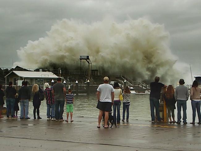 Coffs Harbour Marina get's a pounding at it's breakwall.Picture Frank Redward