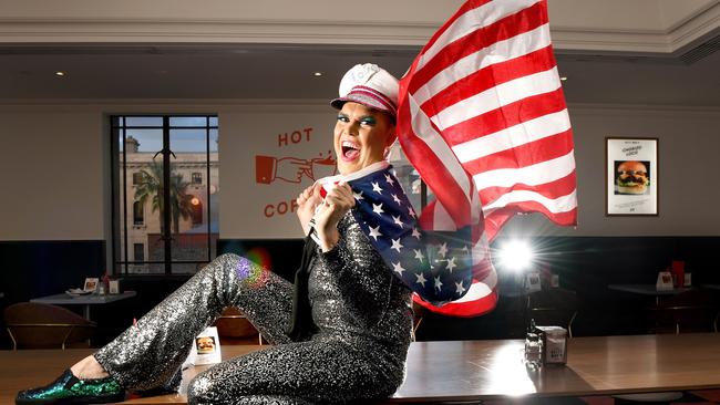 Hans shows his true colours during a visit back to Adelaide at the casino's American Diner-themed Patty Mac's. Picture: Tricia Watkinson.