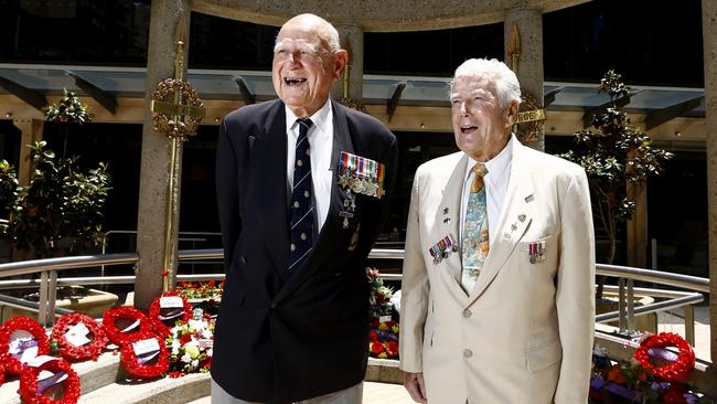 Happier days: Veterans and friends David Mattiske and Clarrie Dietman. Picture: Jerad Williams