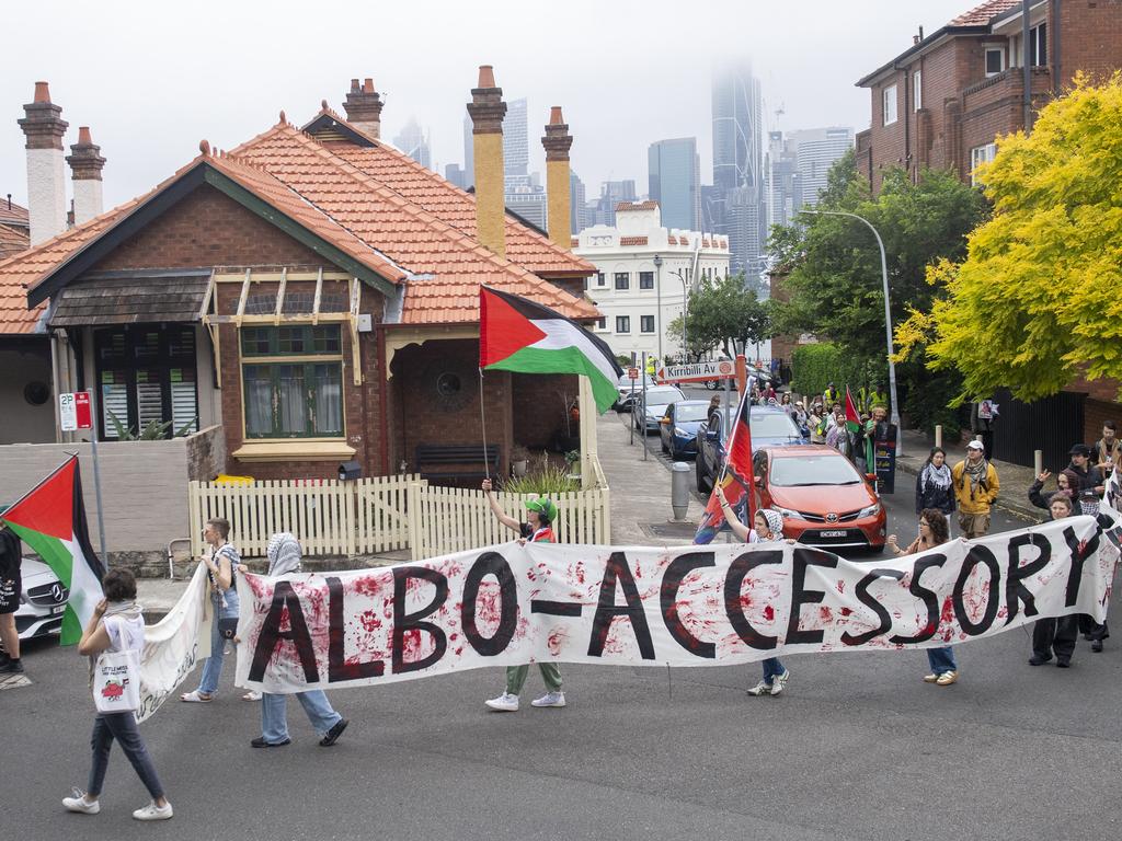 The protest started at Mary Booth Lookout Reserve. Picture: NewsWire / Jeremy Piper