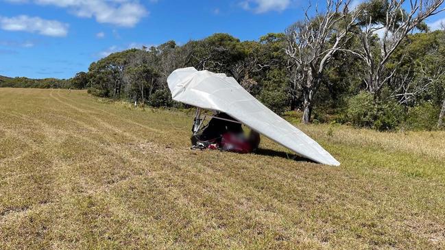 The microlight aircraft crashed on Orchid Beach, Fraser Island. Picture: RACQ LifeFlight Rescue