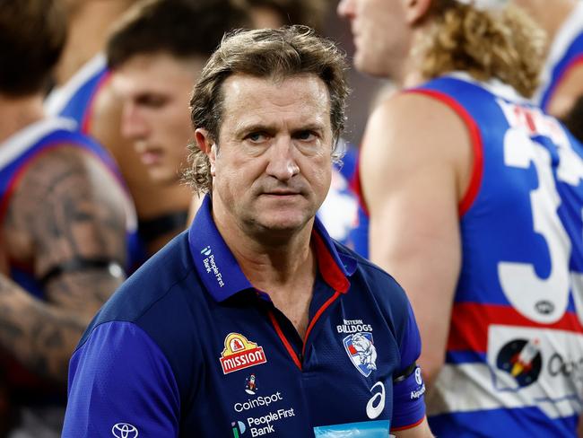 MELBOURNE, AUSTRALIA - SEPTEMBER 06: Luke Beveridge, Senior Coach of the Bulldogs looks on during the 2024 AFL Second Elimination Final match between the Western Bulldogs and the Hawthorn Hawks at The Melbourne Cricket Ground on September 06, 2024 in Melbourne, Australia. (Photo by Michael Willson/AFL Photos via Getty Images)